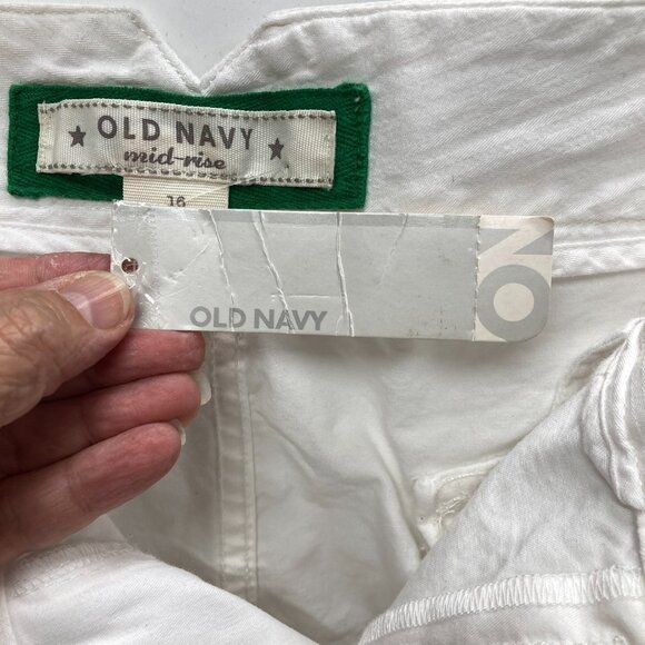 Old Navy Cotton White Sailor Pants, Sz 16, Mid-Rise Wide Leg Cuffs NEW Tiny Flaw - Picture 4 of 11